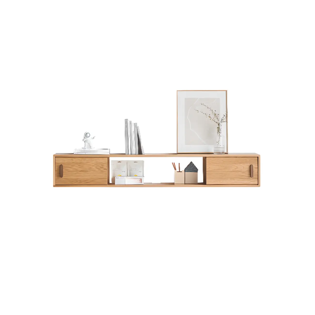 Classic Wooden Wall-mounted TV Stand for Living Room Image - 3 | homeyfad