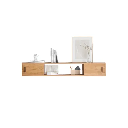 Classic Wooden Wall-mounted TV Stand for Living Room Image - 3