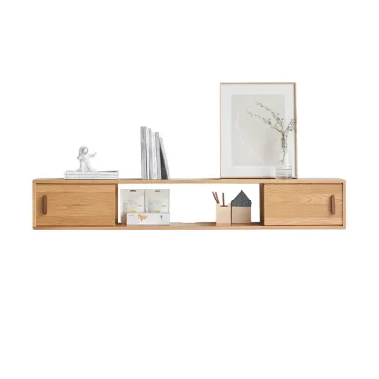 Classic Wooden Wall-mounted TV Stand for Living Room Image - 5