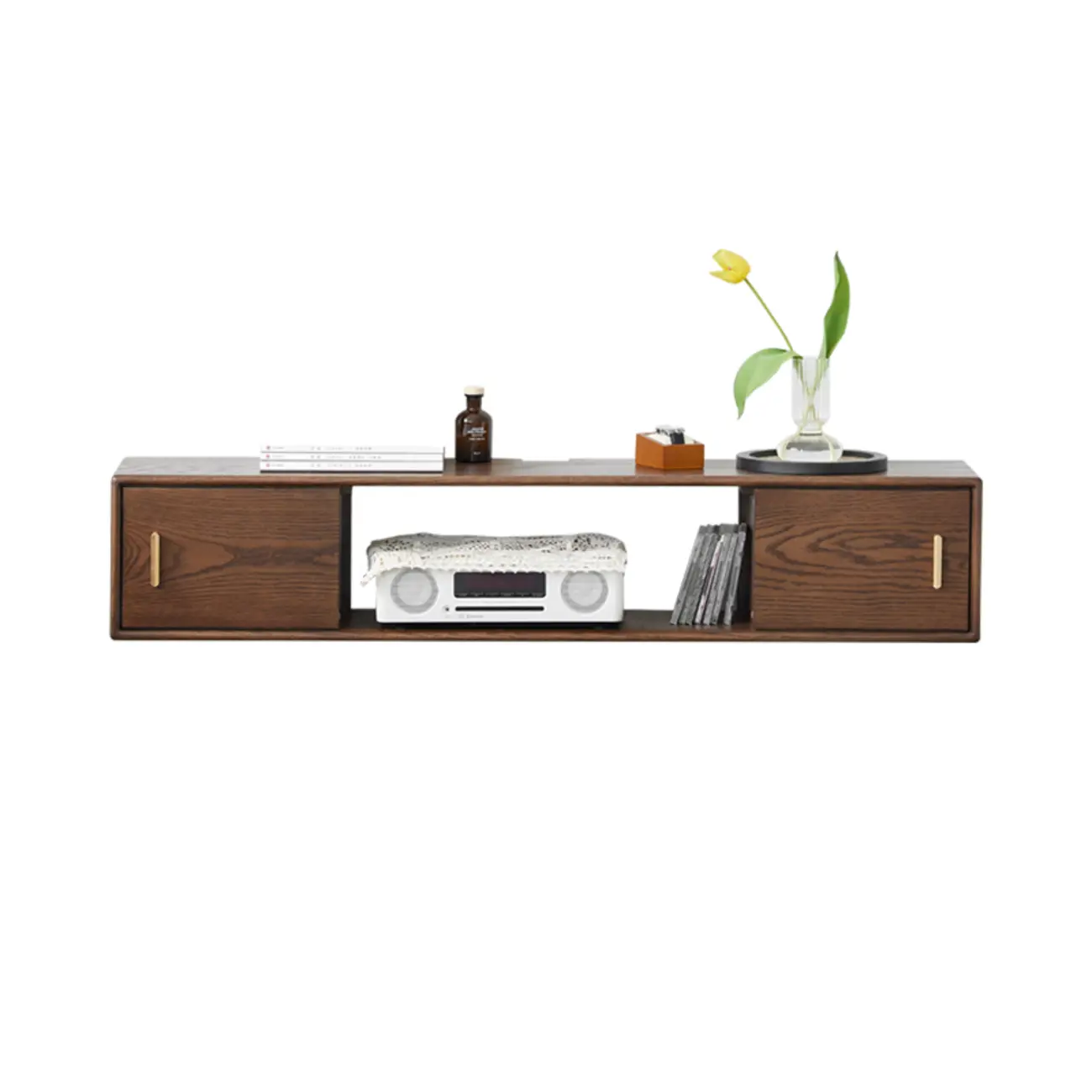 Classic Wooden Wall-mounted TV Stand for Living Room Image - 8 | homeyfad