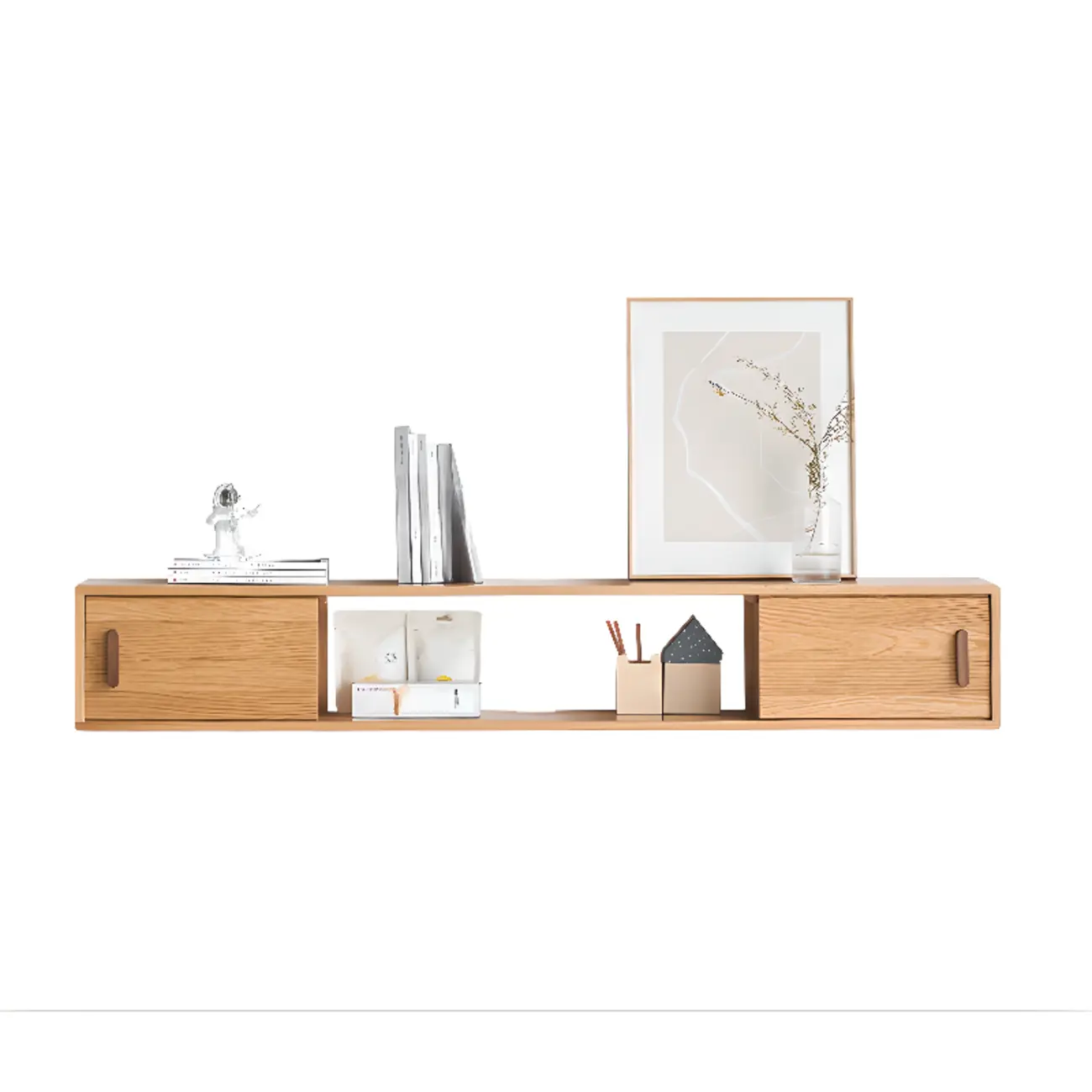 Classic Wooden Wall-mounted TV Stand for Living Room Image - 16 | homeyfad