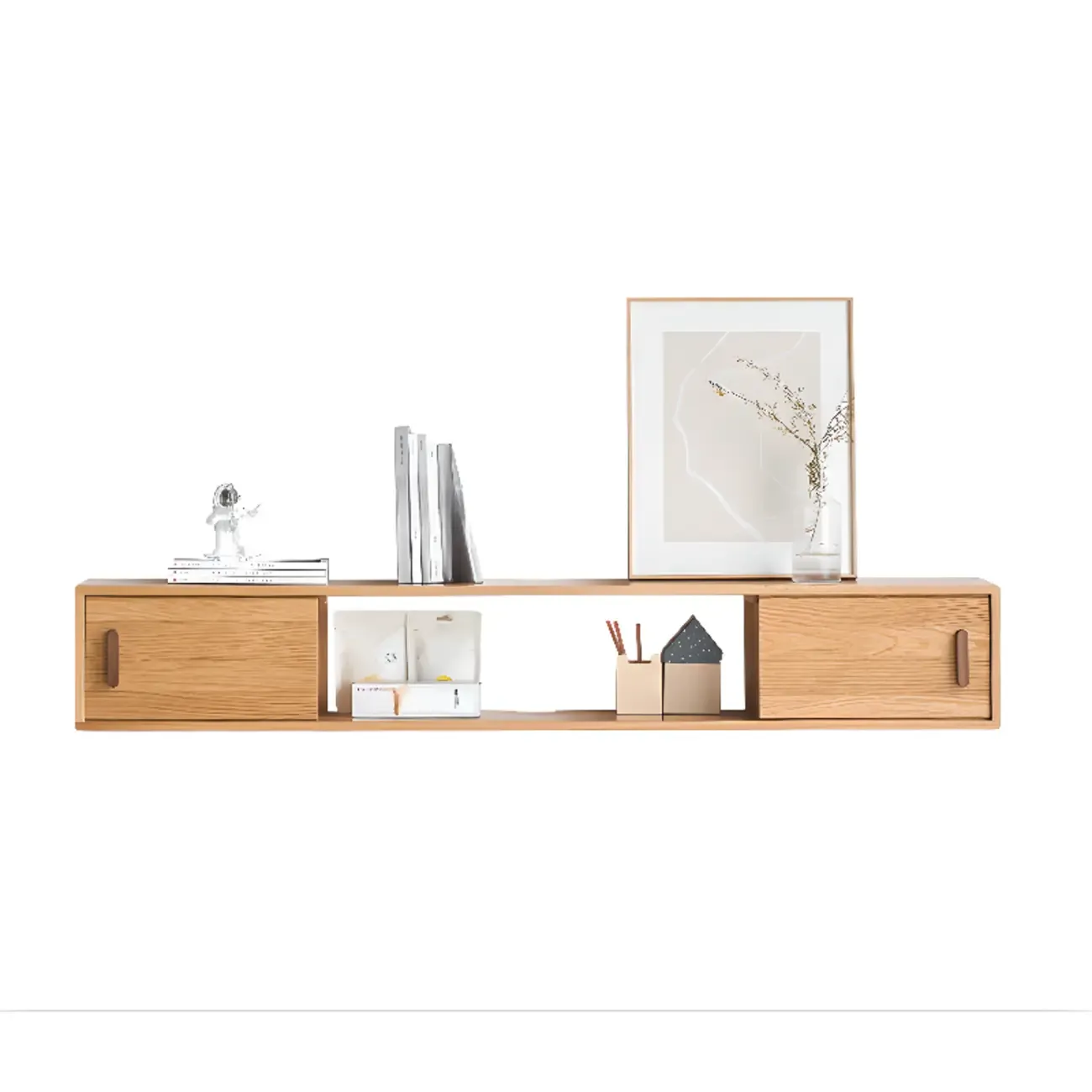 Classic Wooden Wall-mounted TV Stand for Living Room Image - 16