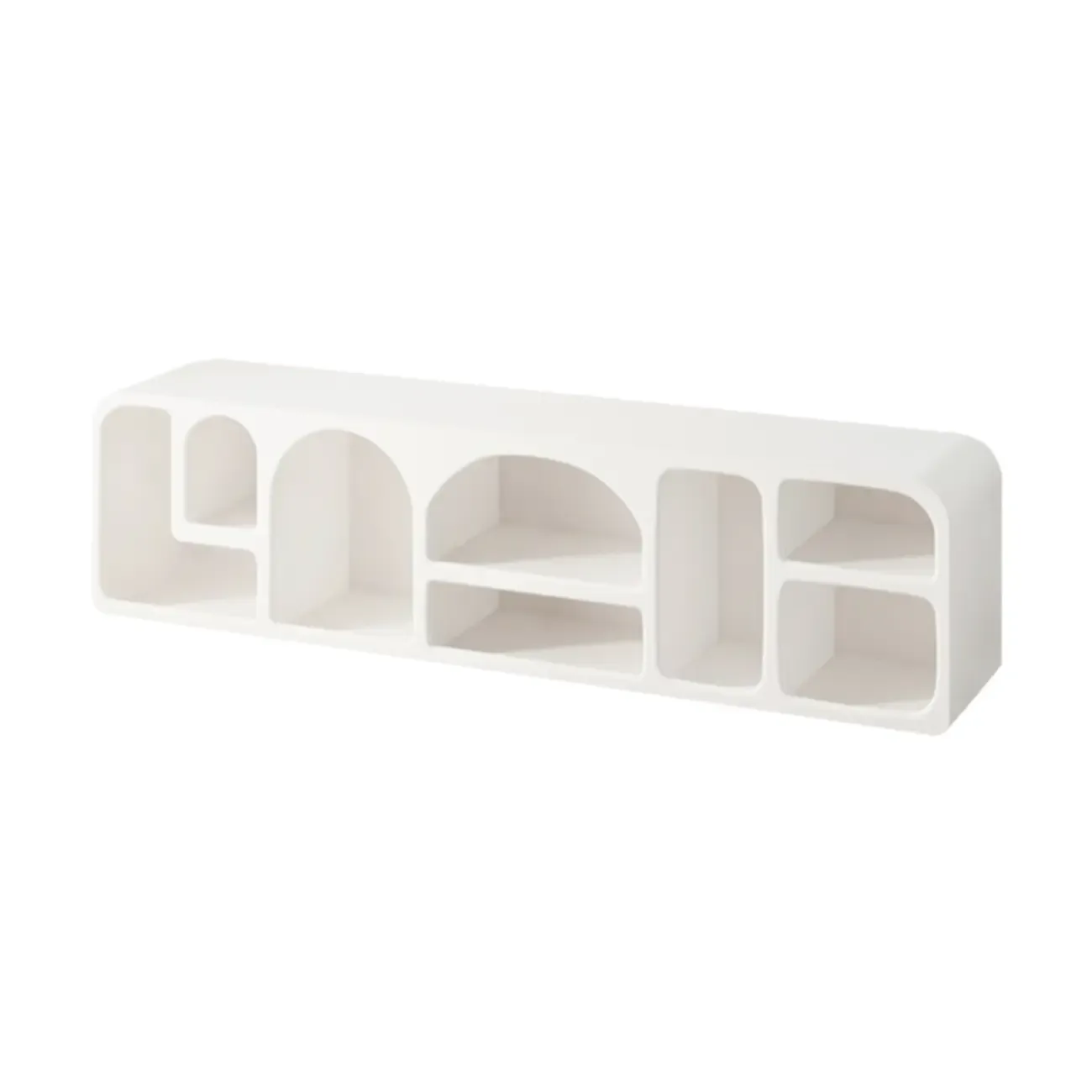 Modern White Wooden TV Stand with Visible Storage Image - 3