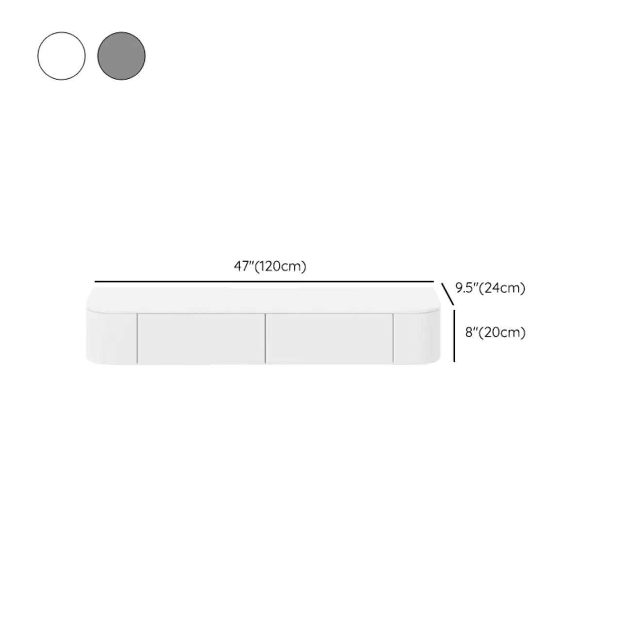Rectangle White Solid Wood Floating TV Stand with Storage #size | homeyfad