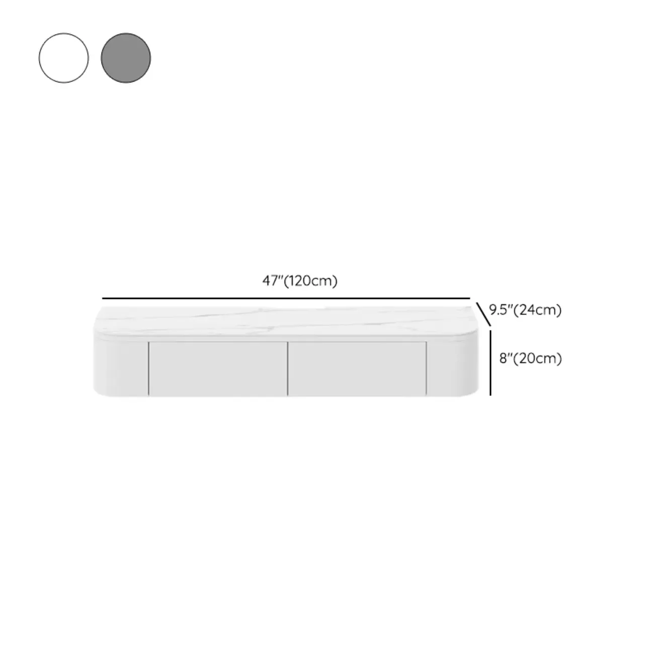 Rectangle White Solid Wood Floating TV Stand with Storage Image - 25
