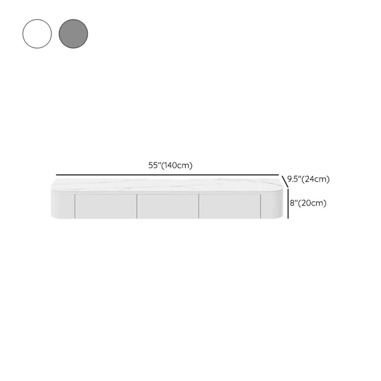 Rectangle White Solid Wood Floating TV Stand with Storage Image - 26 | homeyfad
