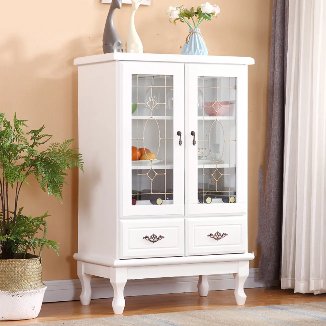 Minimalist Wooden Display Cabinet with Glass Doors for Home Image - 3 | homeyfad