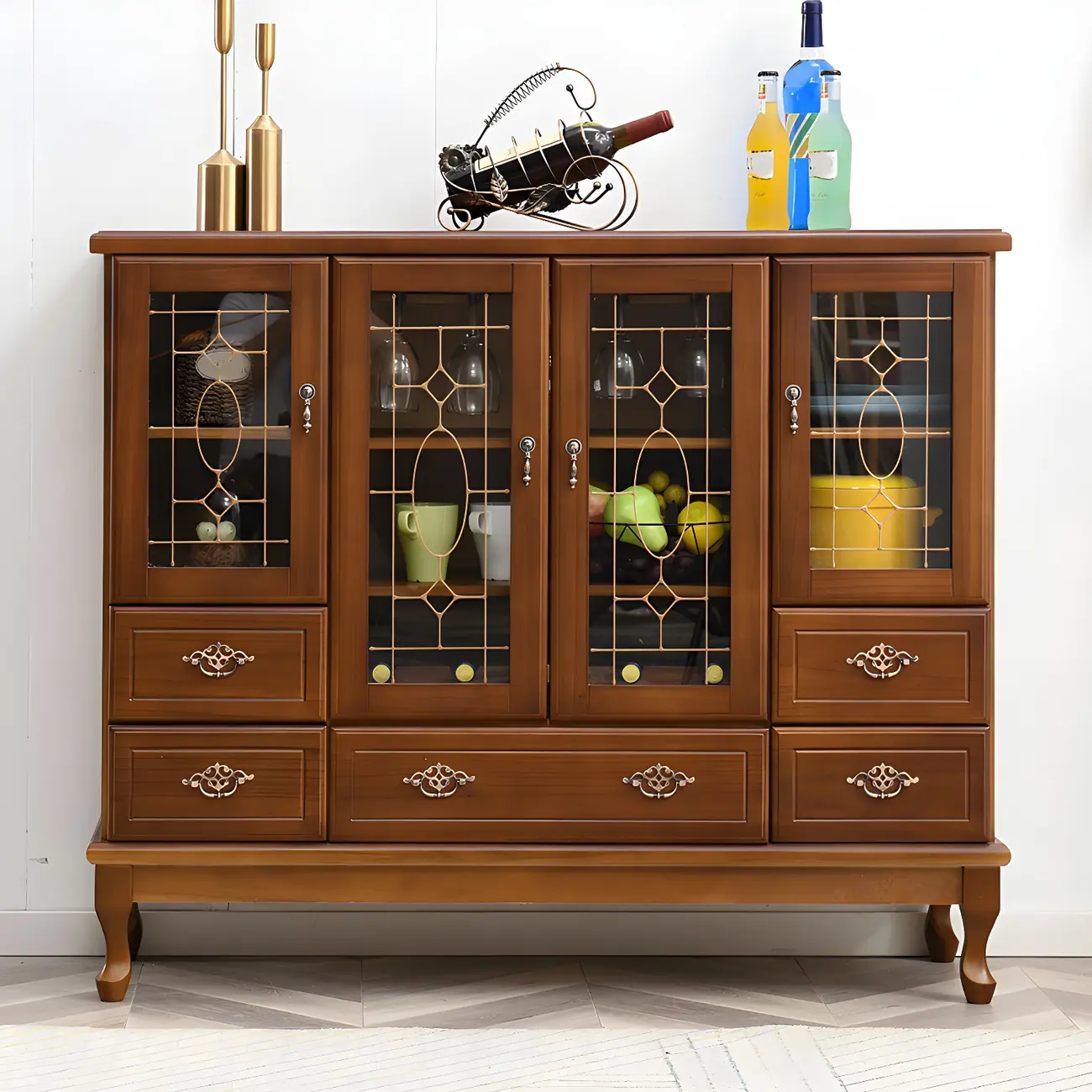 Minimalist Wooden Display Cabinet with Glass Doors for Home Image - 4 | homeyfad