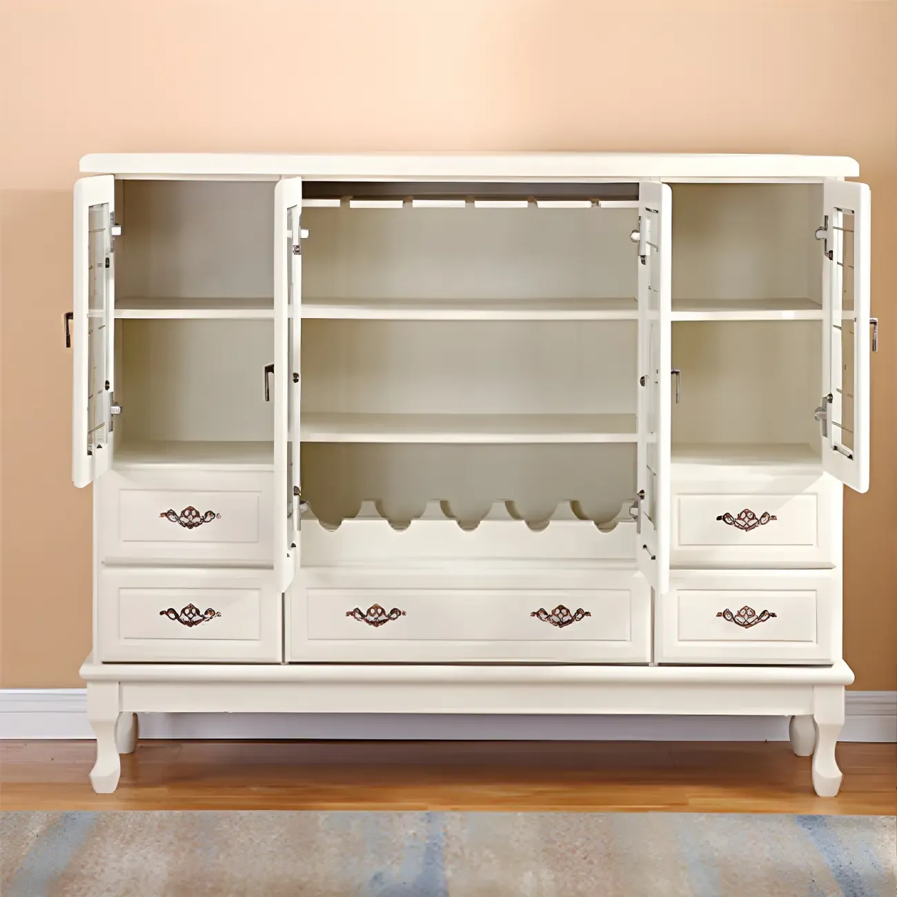 Minimalist Wooden Display Cabinet with Glass Doors for Home Image - 8