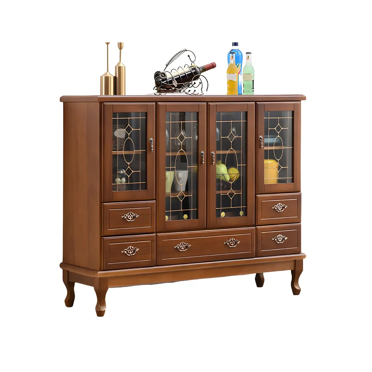 Minimalist Wooden Display Cabinet with Glass Doors for Home Image - 10