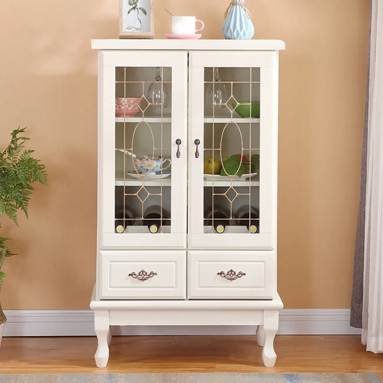 Minimalist Wooden Display Cabinet with Glass Doors for Home Image - 13