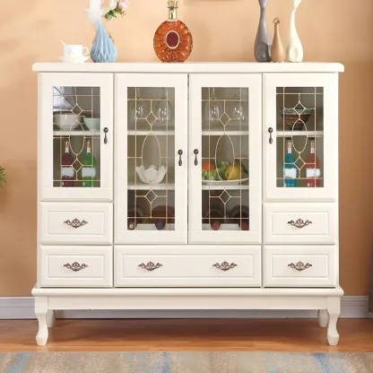 Minimalist Wooden Display Cabinet with Glass Doors for Home Image - 18