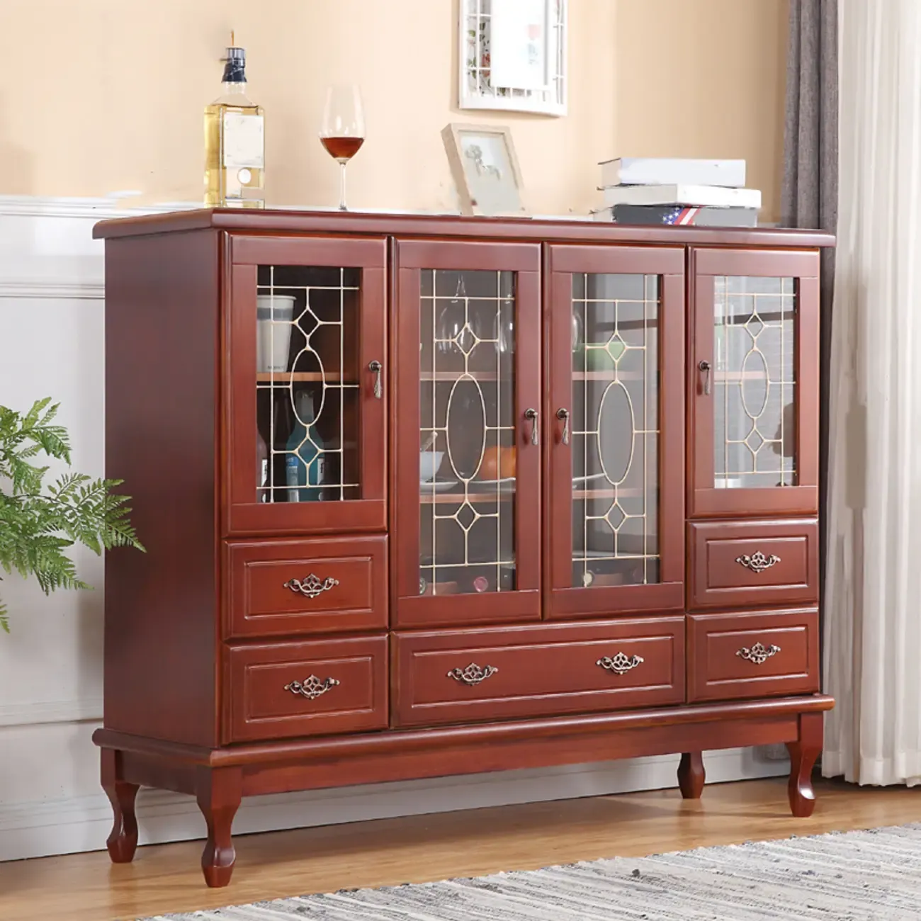 Minimalist Wooden Display Cabinet with Glass Doors for Home Image - 19