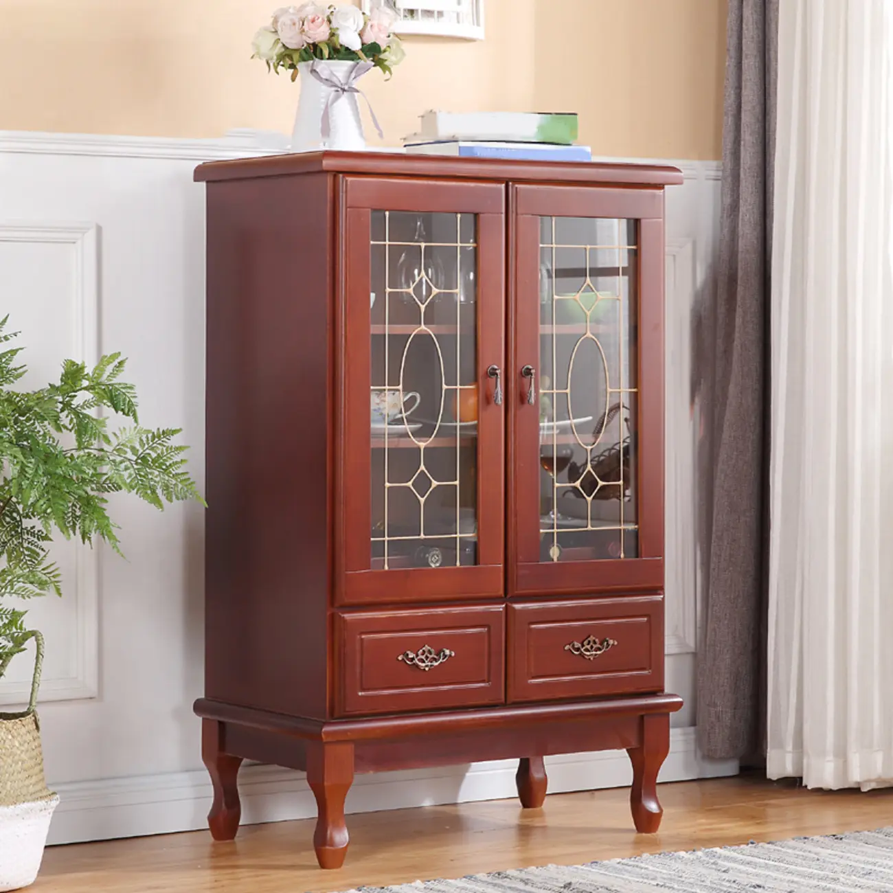 Minimalist Wooden Display Cabinet with Glass Doors for Home Image - 20 | homeyfad