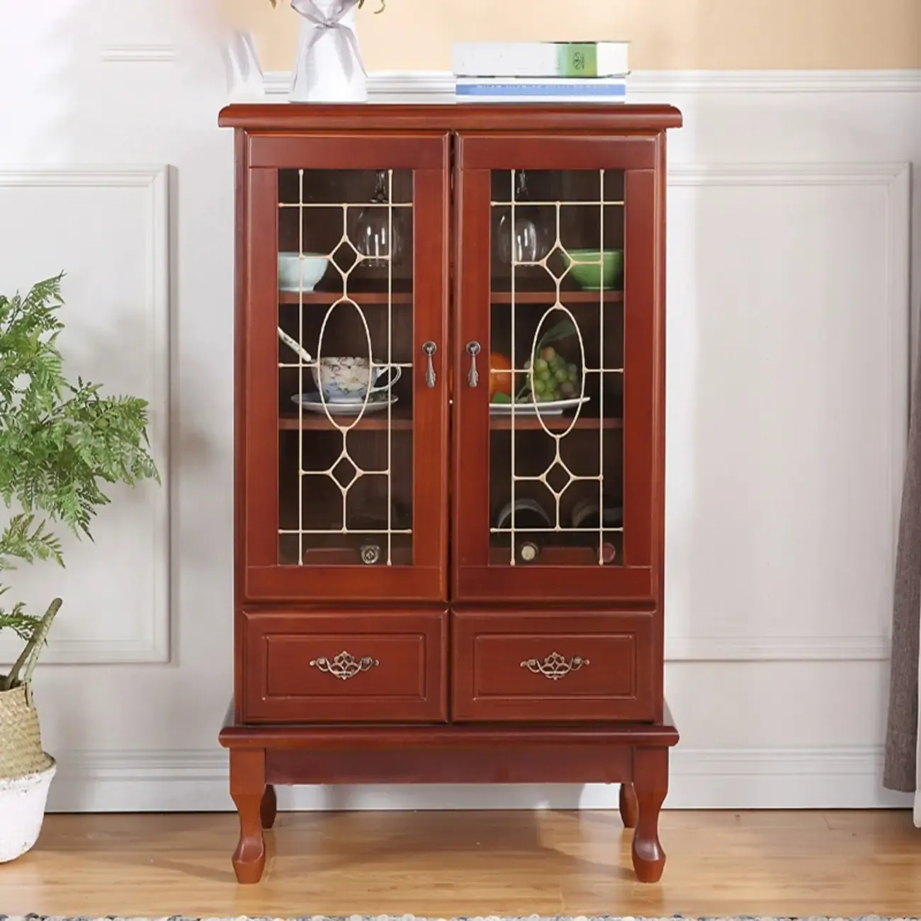 Minimalist Wooden Display Cabinet with Glass Doors for Home Image - 22