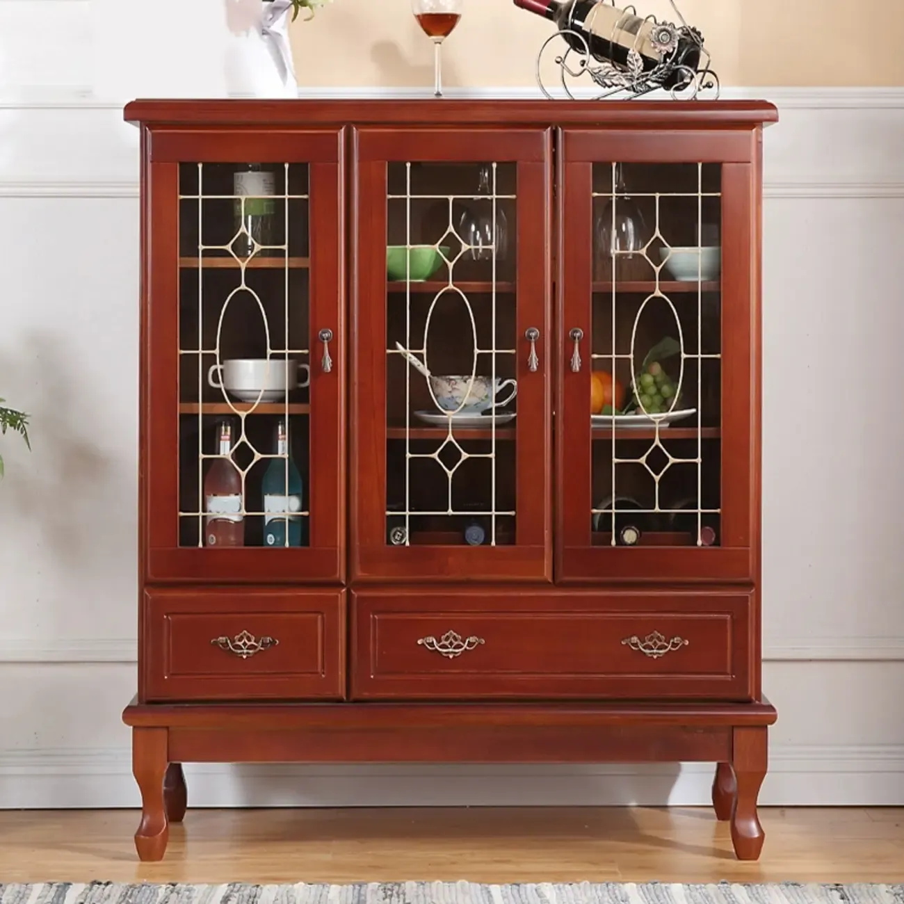 Minimalist Wooden Display Cabinet with Glass Doors for Home Image - 23