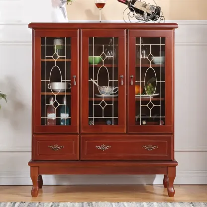 Minimalist Wooden Display Cabinet with Glass Doors for Home Image - 23