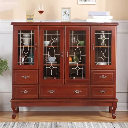 Minimalist Wooden Display Cabinet with Glass Doors for Home Image - 24