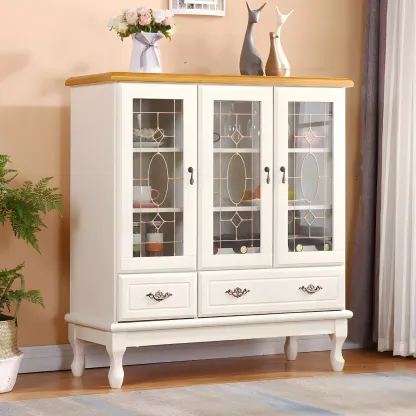 Minimalist Wooden Display Cabinet with Glass Doors for Home Image - 27