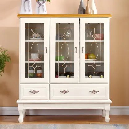 Minimalist Wooden Display Cabinet with Glass Doors for Home Image - 29