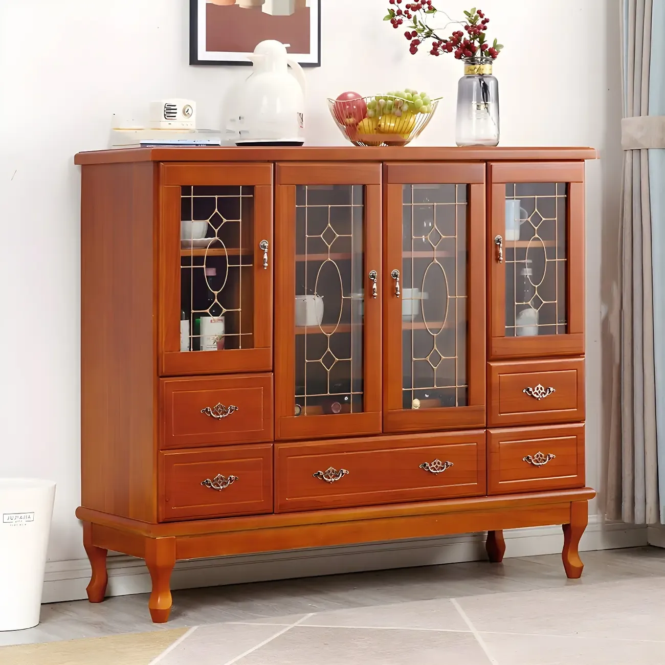 Minimalist Wooden Display Cabinet with Glass Doors for Home Image - 31