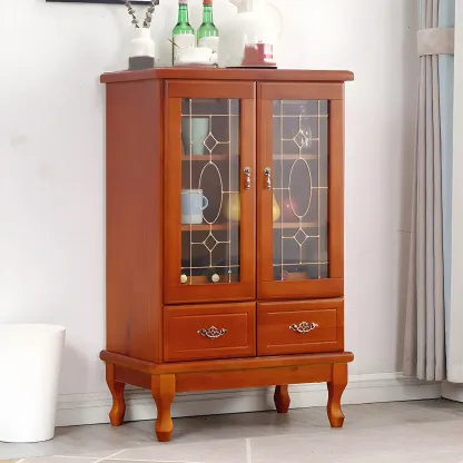 Minimalist Wooden Display Cabinet with Glass Doors for Home Image - 32