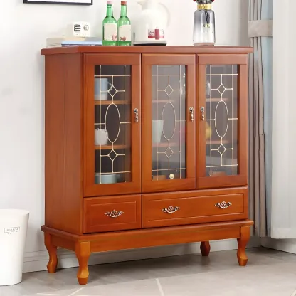 Minimalist Wooden Display Cabinet with Glass Doors for Home Image - 33