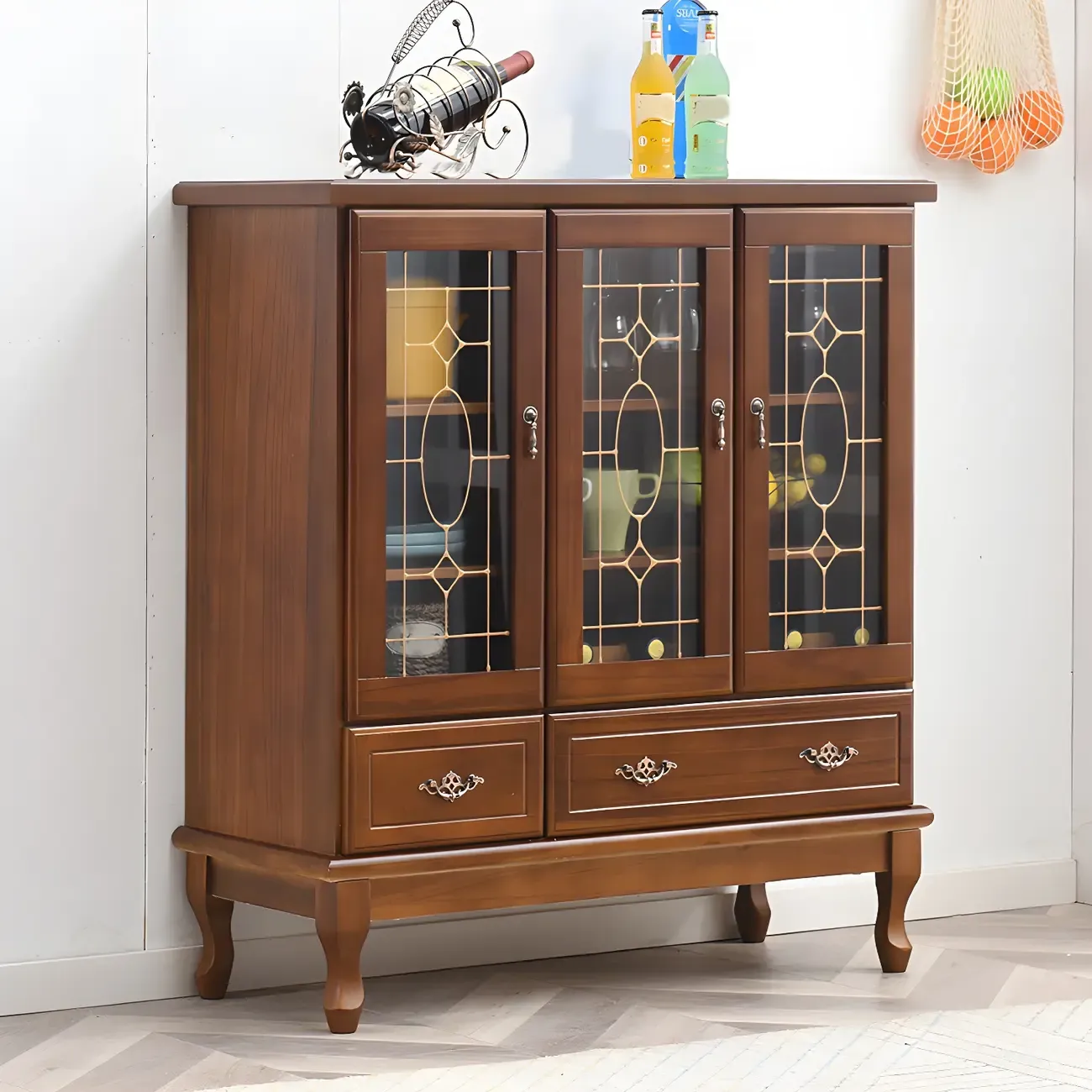 Minimalist Wooden Display Cabinet with Glass Doors for Home Image - 36