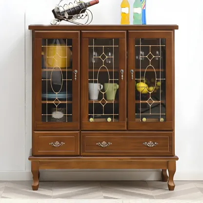 Minimalist Wooden Display Cabinet with Glass Doors for Home Image - 38