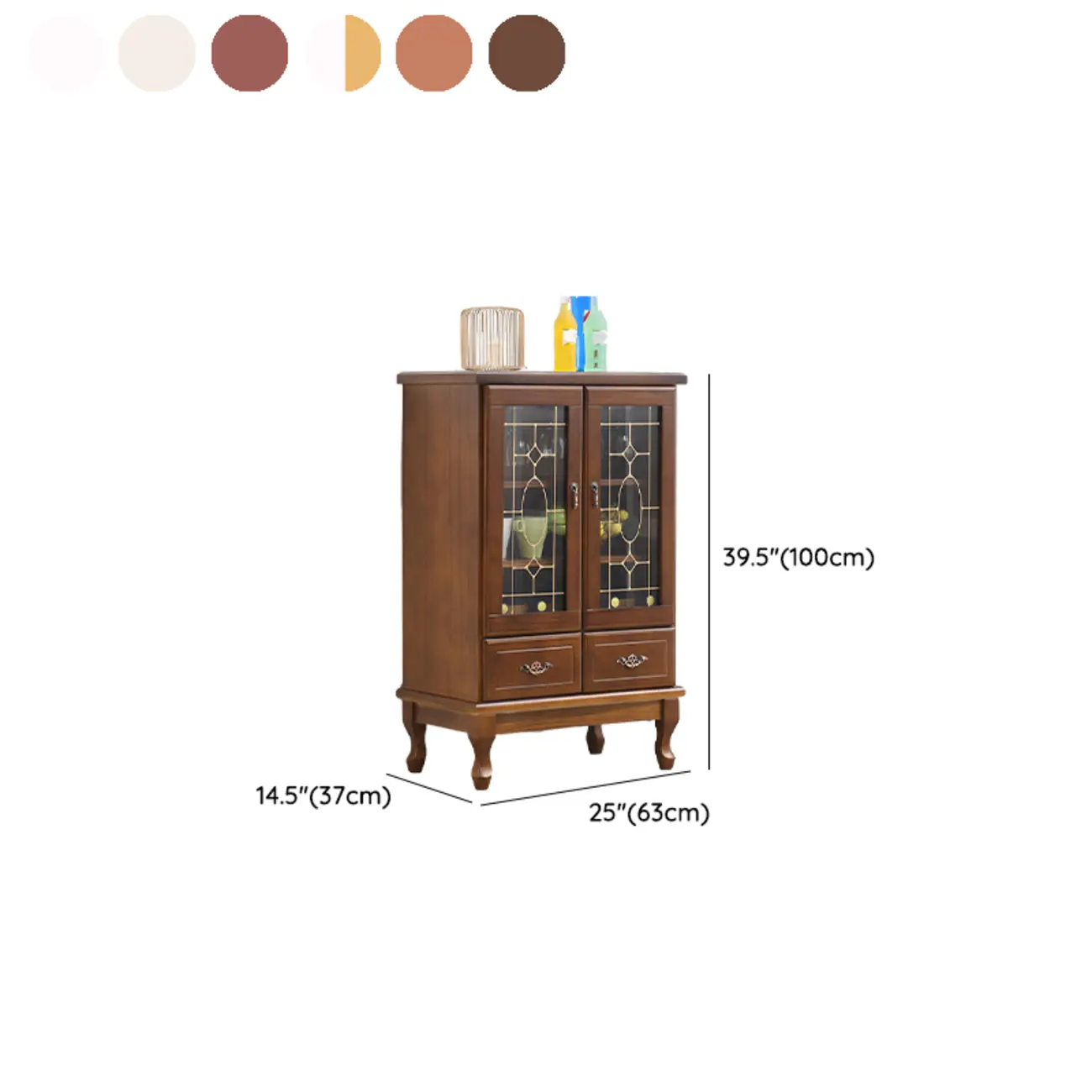 Minimalist Wooden Display Cabinet with Glass Doors for Home #size
