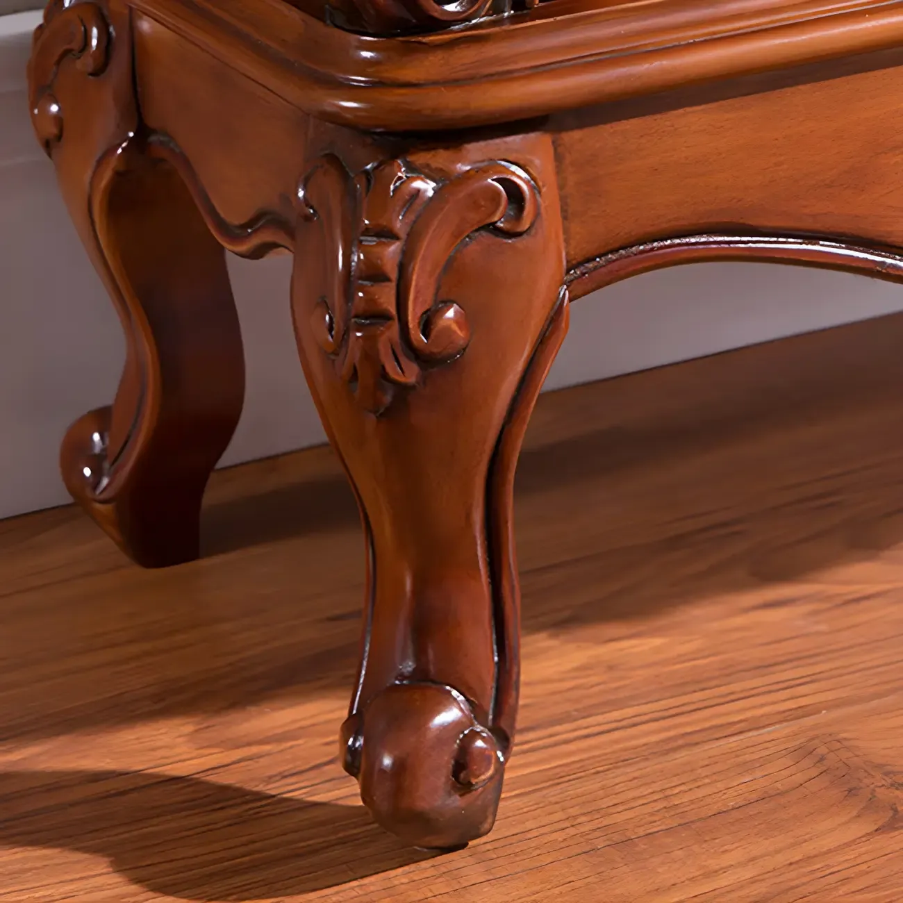 Traditional Wooden China Display Cabinet with Glass Doors Image - 14