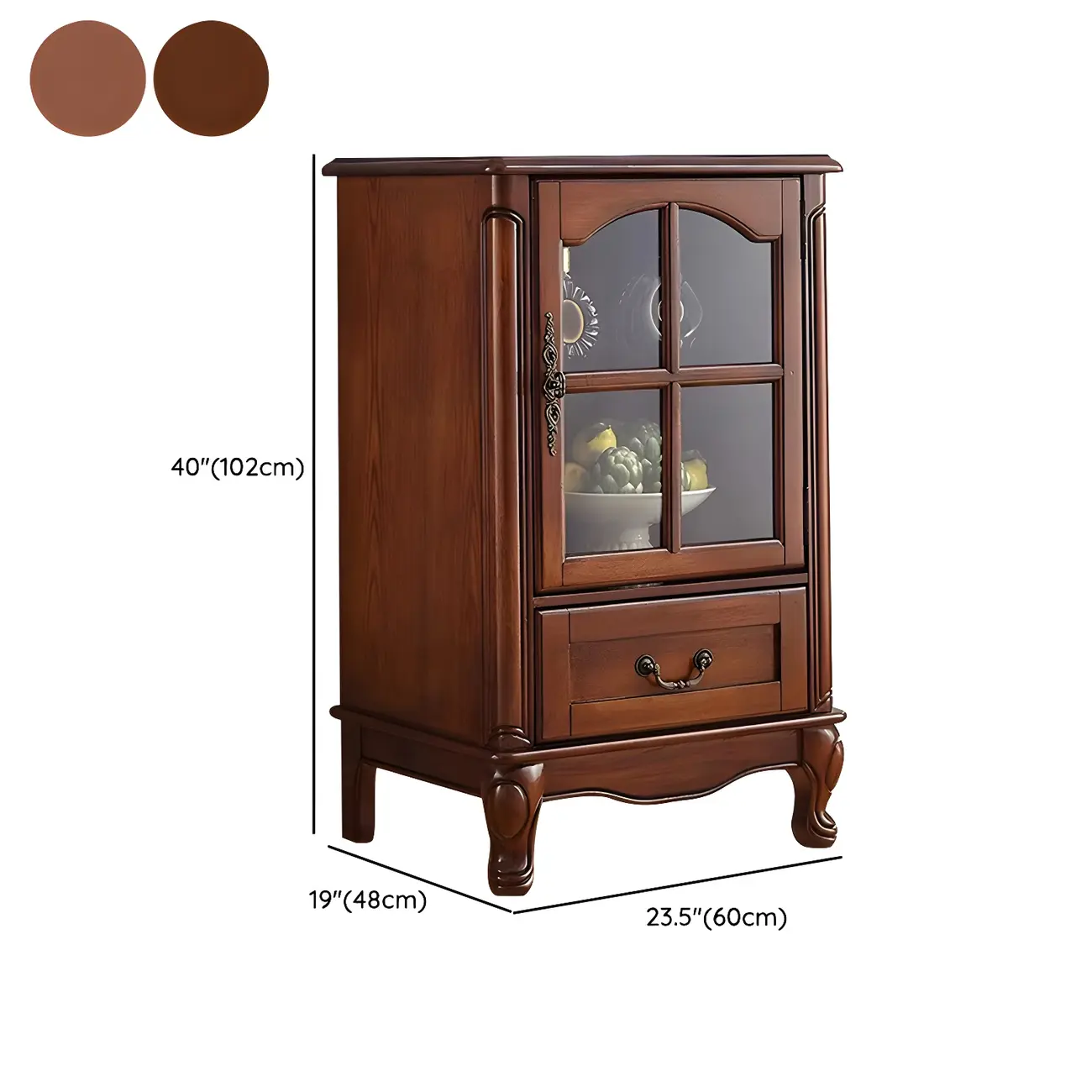 Traditional Wooden China Display Cabinet with Glass Doors Image - 19 | homeyfad