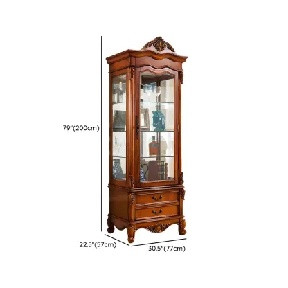 Traditional Wooden China Display Cabinet with Glass Doors Image - 22
