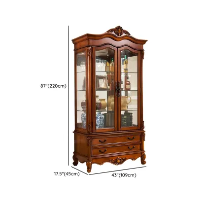 Traditional Wooden China Display Cabinet with Glass Doors Image - 24