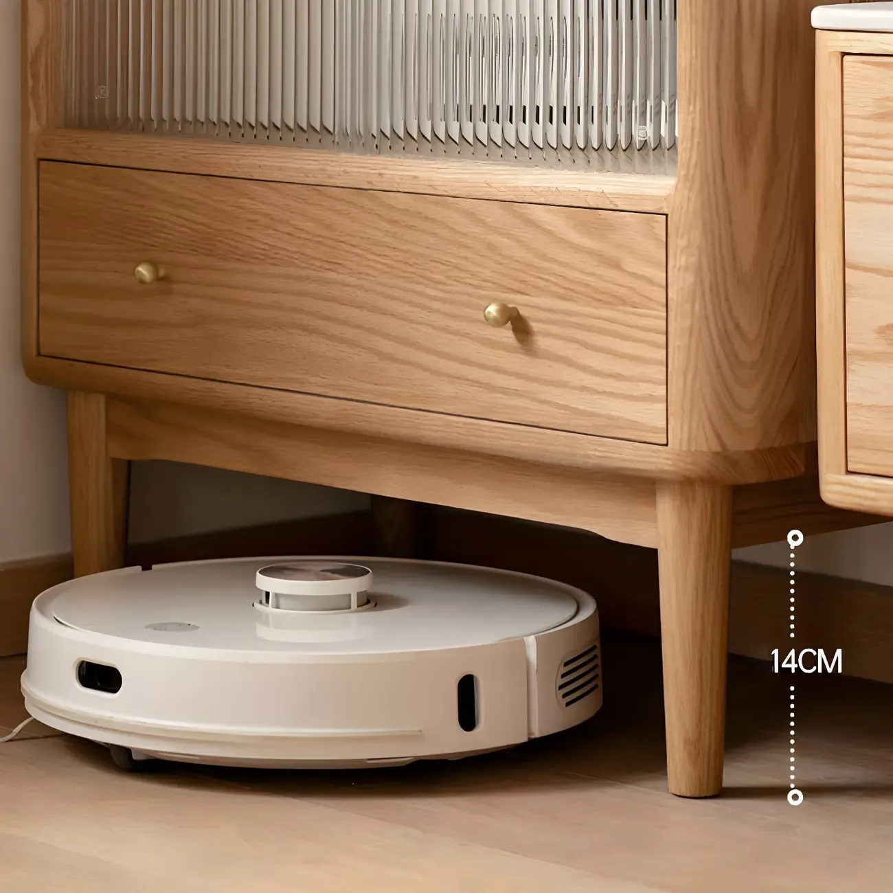 Scandinavian Wooden Glass Display Cabinet for Home Decor Image - 8