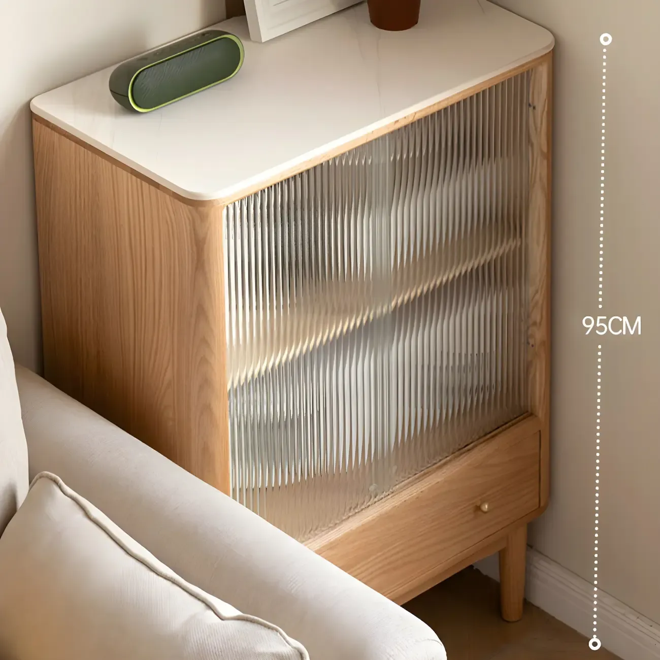 Scandinavian Wooden Glass Display Cabinet for Home Decor Image - 10