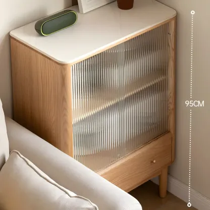 Scandinavian Wooden Glass Display Cabinet for Home Decor Image - 10