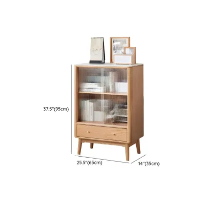Scandinavian Wooden Glass Display Cabinet for Home Decor #size