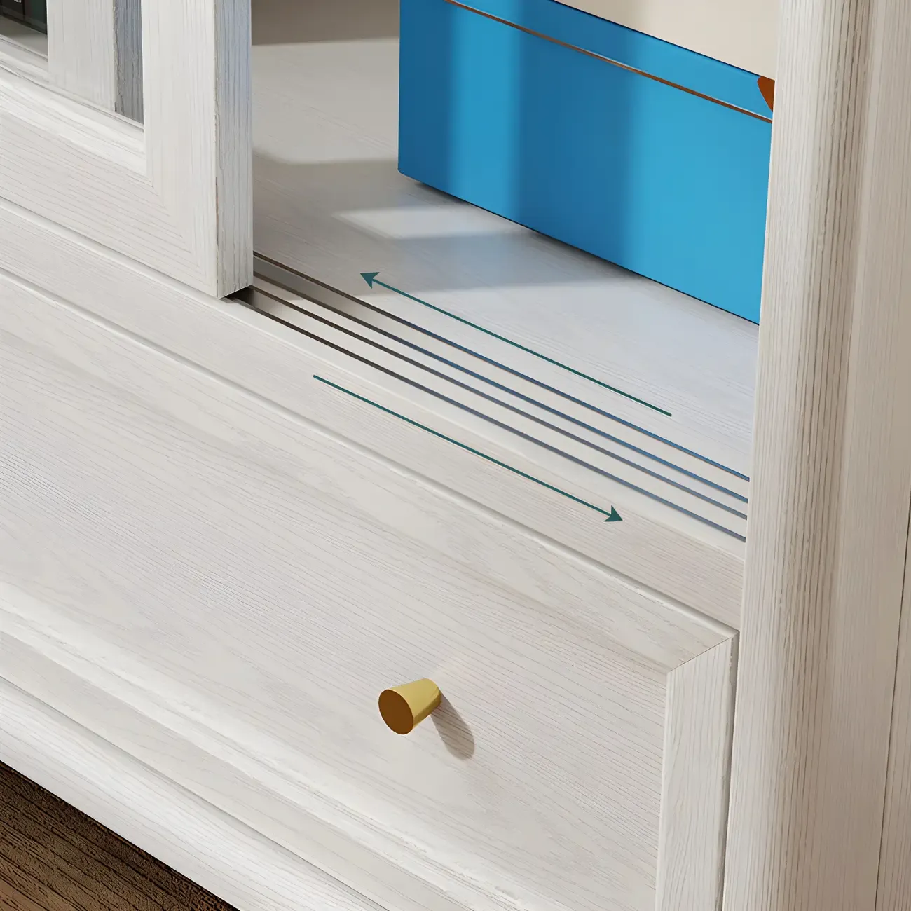 Classic Wooden Glass Display Cabinet with Sliding Doors Image - 12