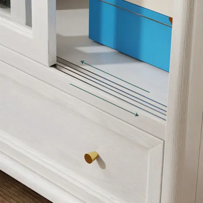 Classic Wooden Glass Display Cabinet with Sliding Doors Image - 12