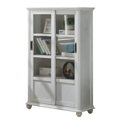 Classic Wooden Glass Display Cabinet with Sliding Doors Image - 17