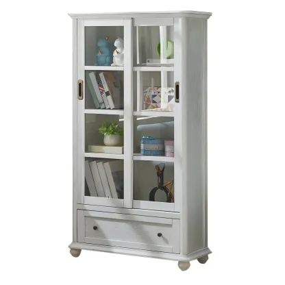 Classic Wooden Glass Display Cabinet with Sliding Doors Image - 18