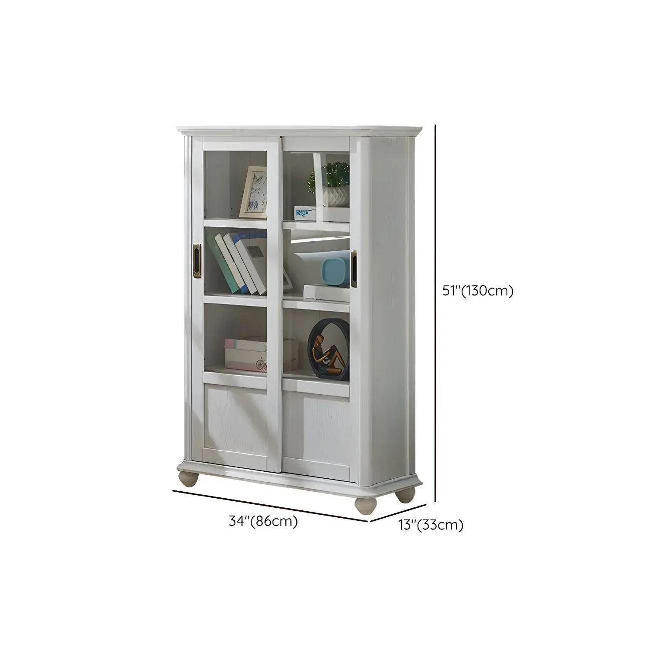 Classic Wooden Glass Display Cabinet with Sliding Doors Image - 21