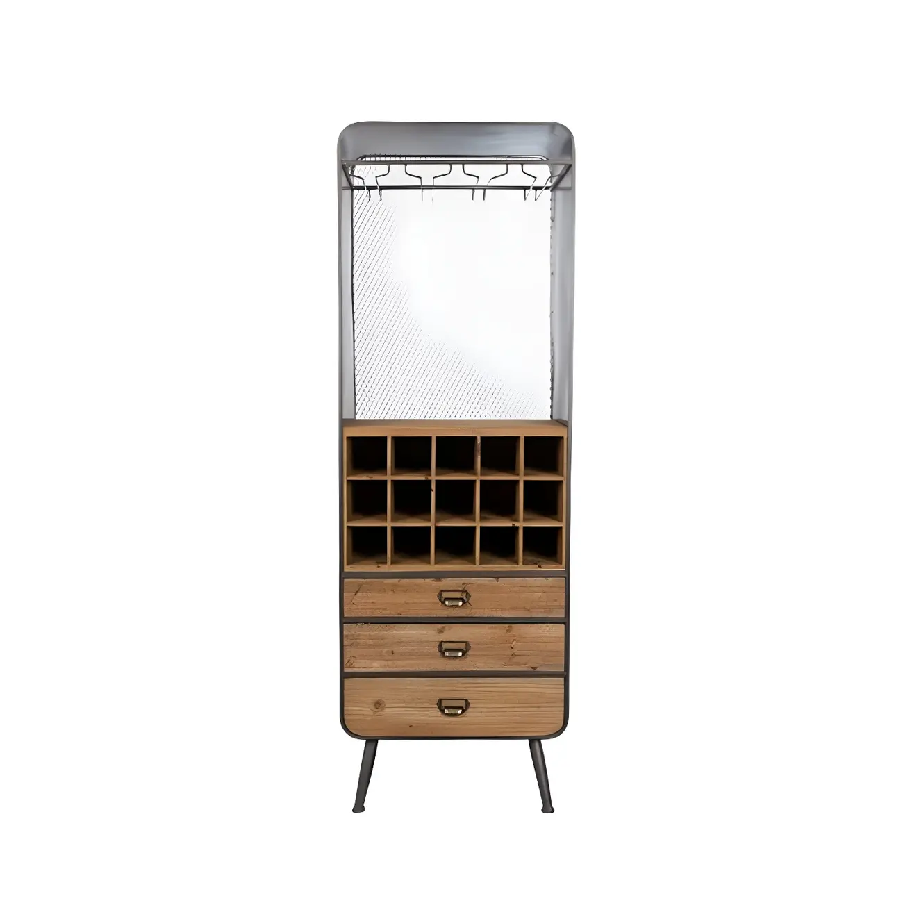 Industrial Brown Wooden Display Cabinet with Wine Storage Image - 4 | homeyfad