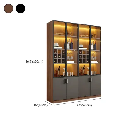 Glam Wooden Display Cabinet with Glass and Wine Storage Image - 27