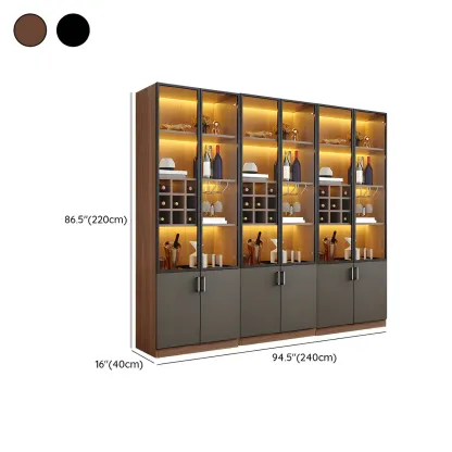 Glam Wooden Display Cabinet with Glass and Wine Storage Image - 29