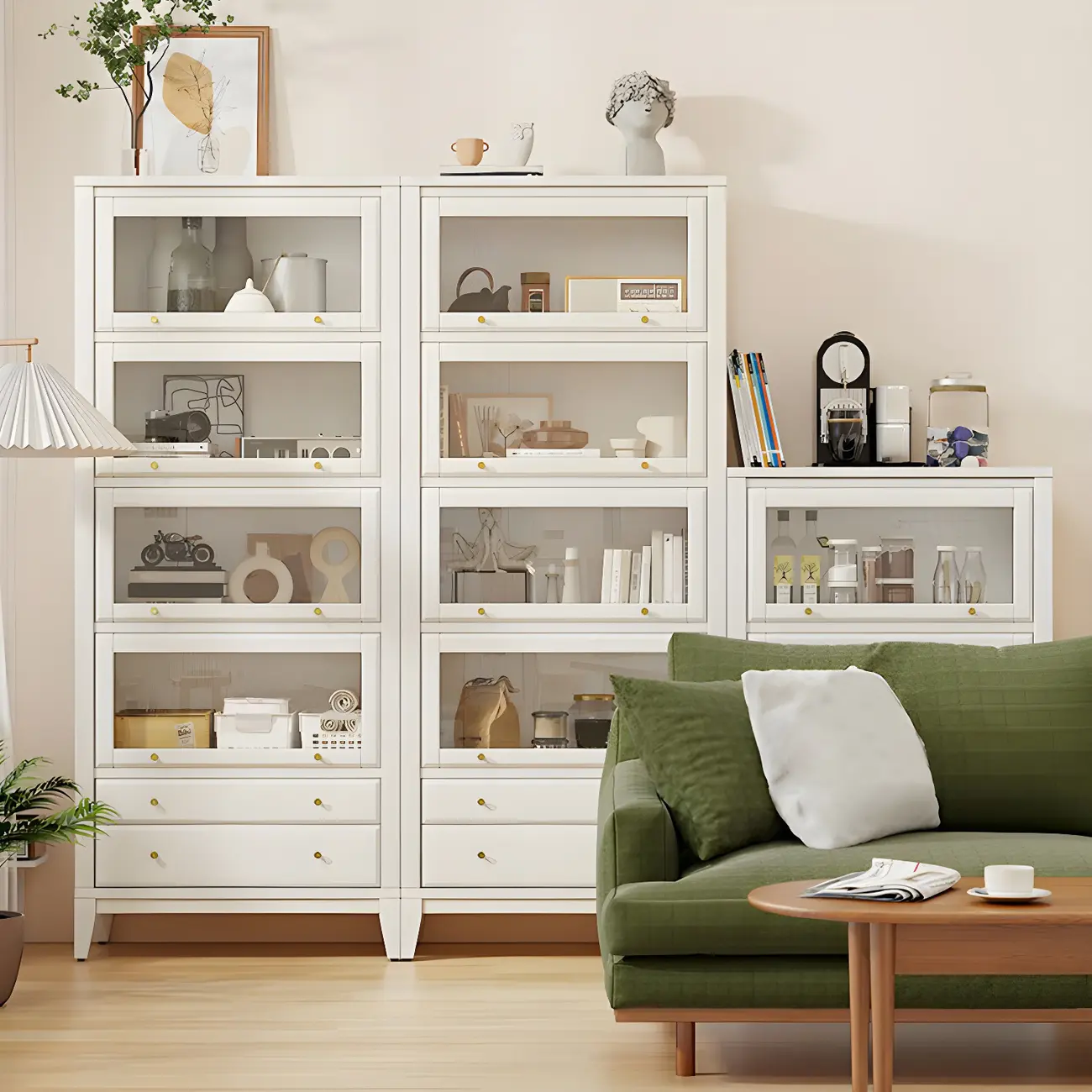 Modern Wooden Display Cabinet with Drawers and Glass Doors Image - 1 | homeyfad