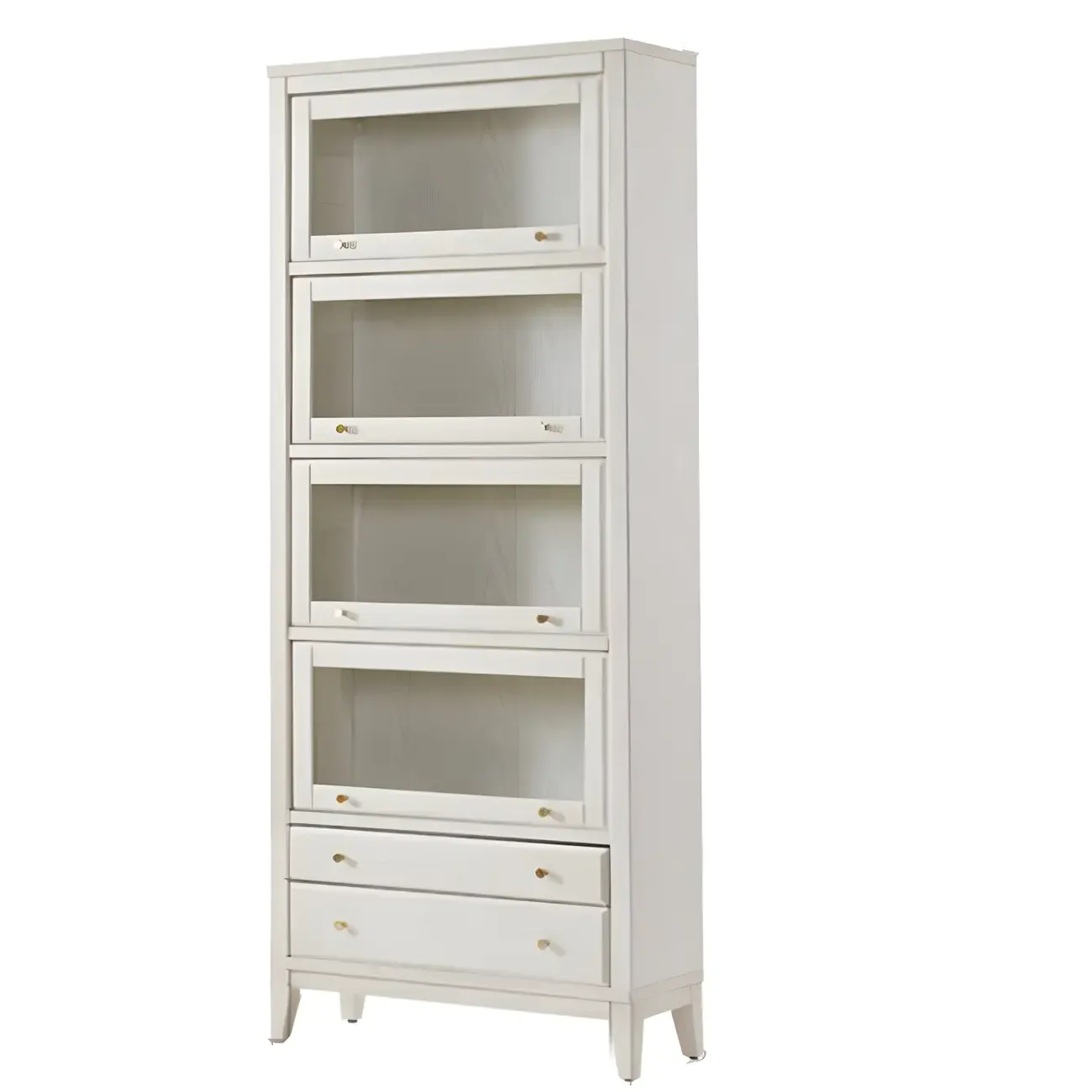 Modern Wooden Display Cabinet with Drawers and Glass Doors Image - 10