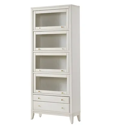 Modern Wooden Display Cabinet with Drawers and Glass Doors Image - 10