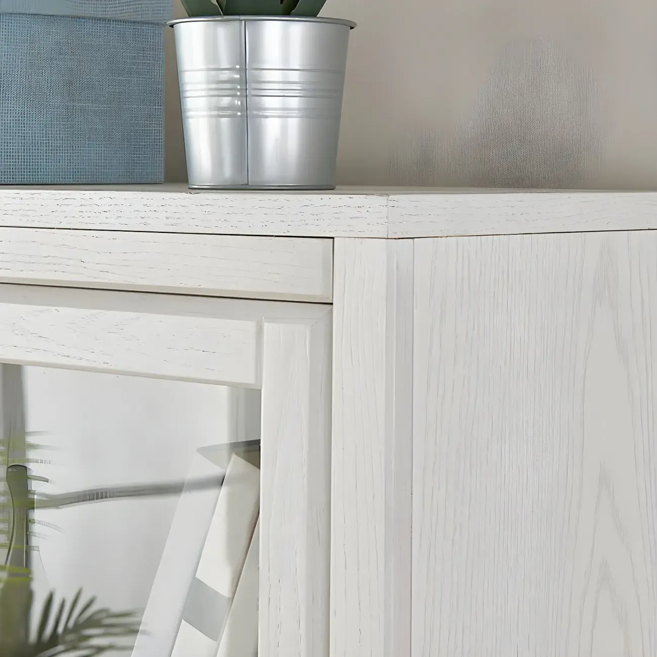 Modern Wooden Display Cabinet with Drawers and Glass Doors Image - 14